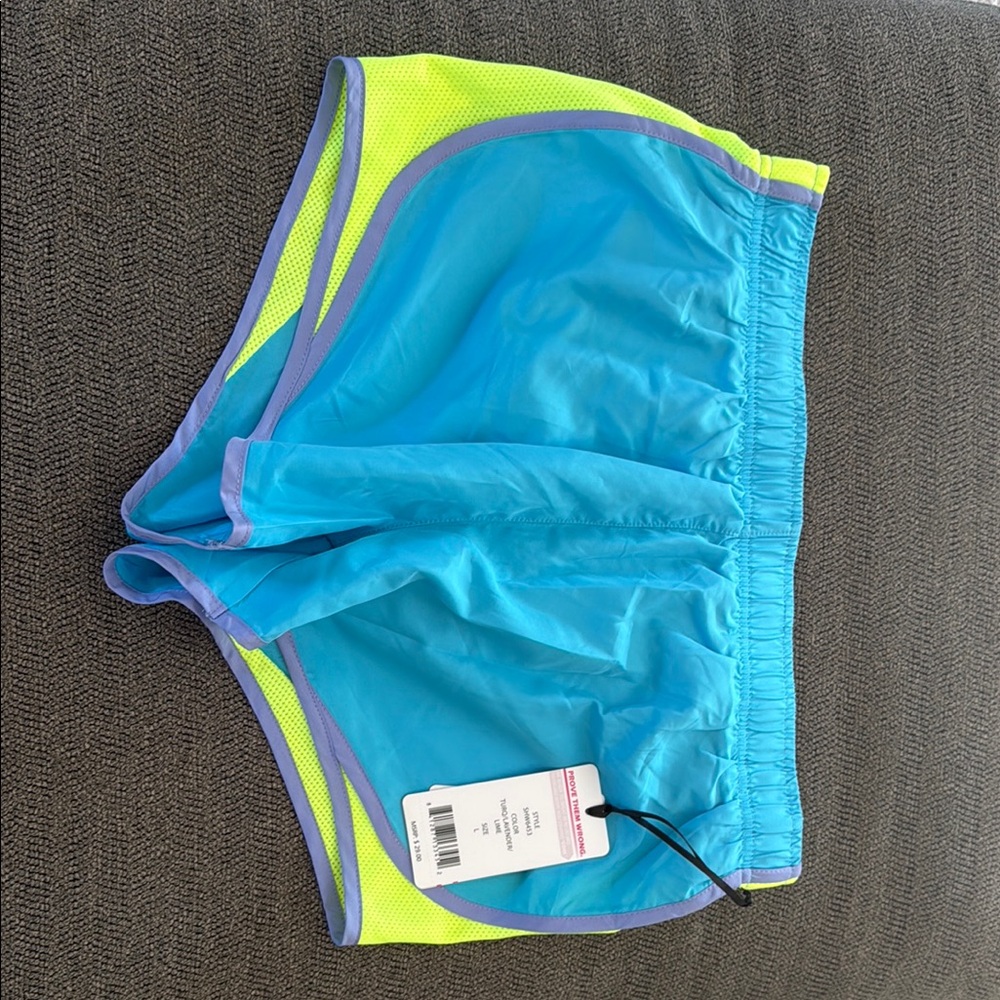 Nike Turquoise and Lime Athletic Shorts